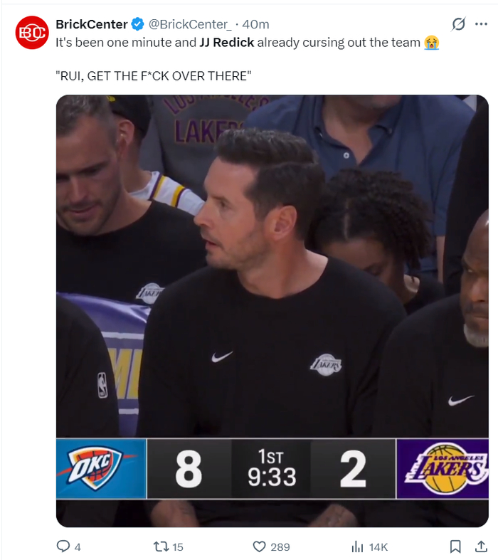 雷迪克怒斥球员引冲突 湖人首节换人频繁战术调