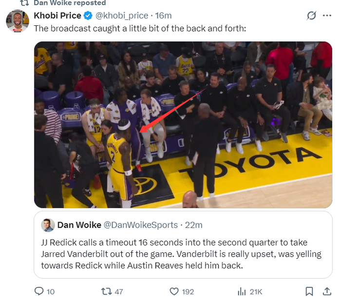 雷迪克怒斥球员引冲突 湖人首节换人频繁战术调